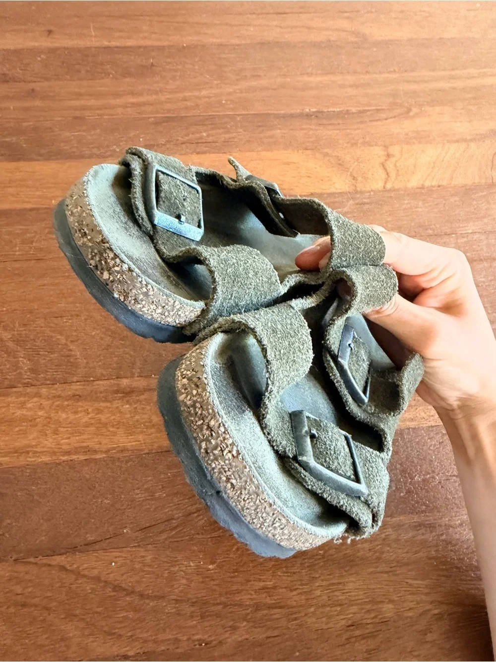 Birkenstock Arizona Soft Footbed Suede Thyme Tonal EU 35 US 4‑4.5 Medium‑Narrow
